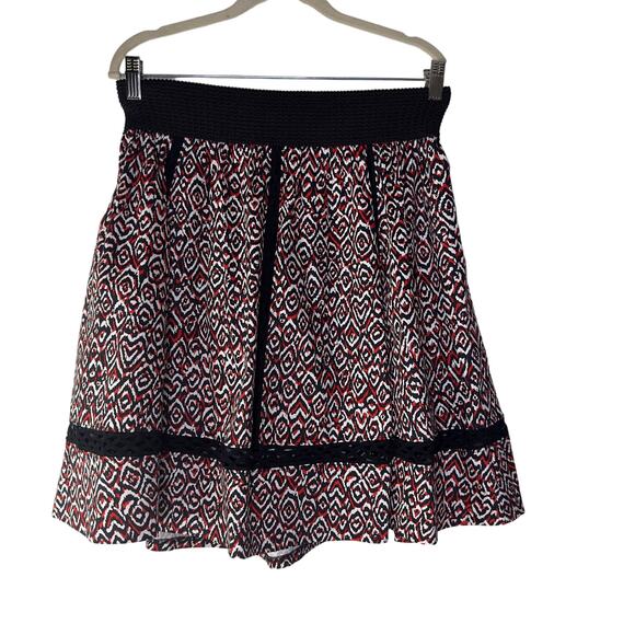 Sam Edelman Women's Medium Skirt A Line Red Black Geometric Pattern Midi Twee‎ - Picture 1 of 5